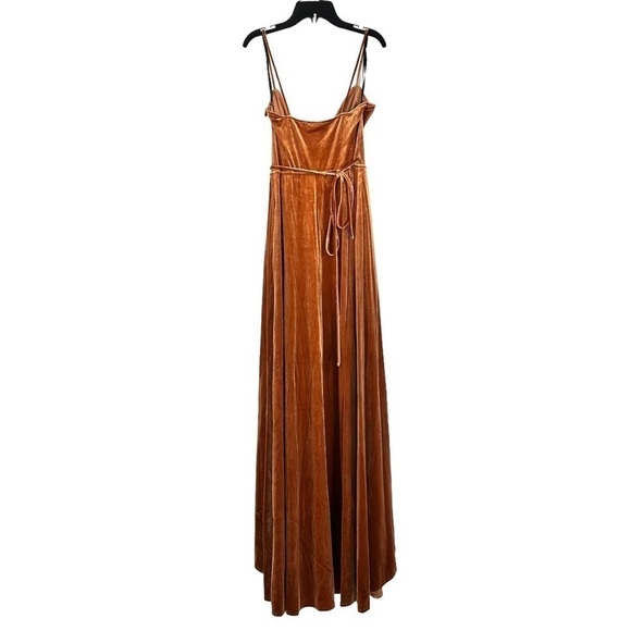 NWT After Six Velvet Wrap Maxi Dress in Golden Almond Size XS - Picture 3 of 10